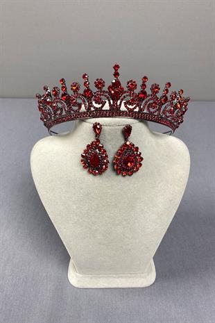 Hera Bridal Henna Crown and Drop Stone Earrings