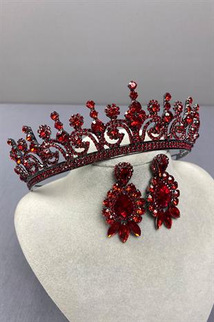 Hera Bridal Henna Crown and Drop Stone Earrings