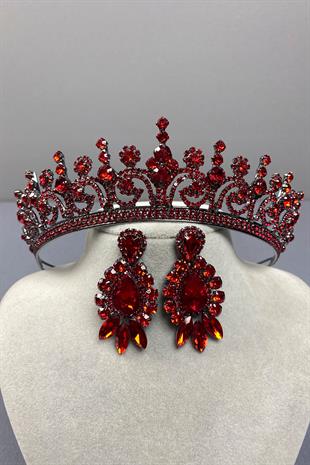 Hera Bridal Henna Crown and Drop Stone Earrings