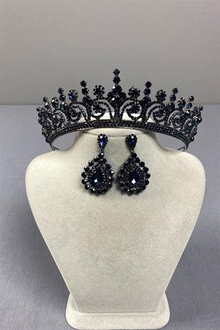 Hera Bridal Henna Crown and Drop Stone Earrings