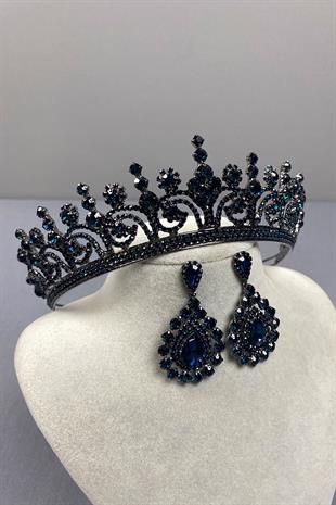 Hera Bridal Henna Crown and Drop Stone Earrings
