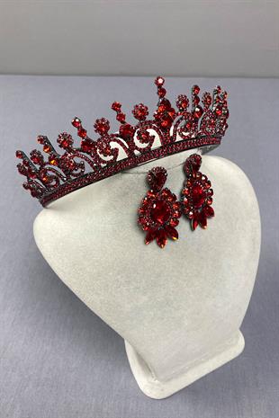 Hera Bridal Henna Crown and Drop Stone Earrings