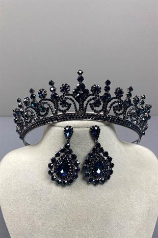 Hera Bridal Henna Crown and Drop Stone Earrings