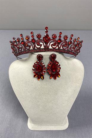 Hera Bridal Henna Crown and Drop Stone Earrings