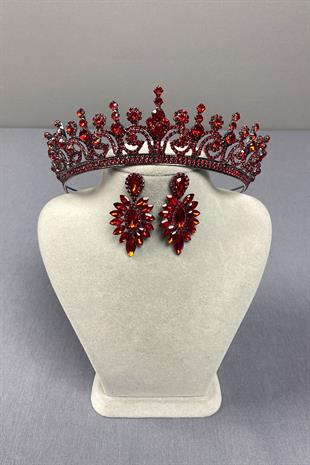 Hera Bridal Henna Crown and Fine Shuttle Stone Earrings