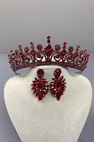 Hera Bridal Henna Crown and Fine Shuttle Stone Earrings