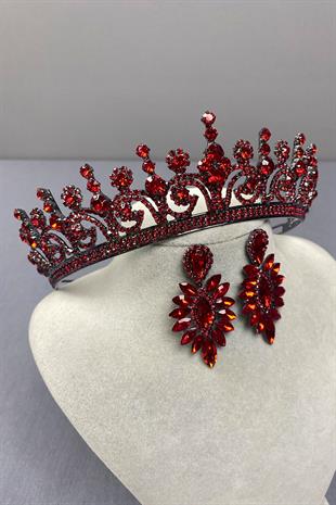 Hera Bridal Henna Crown and Fine Shuttle Stone Earrings