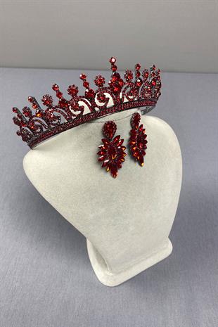 Hera Bridal Henna Crown and Fine Shuttle Stone Earrings