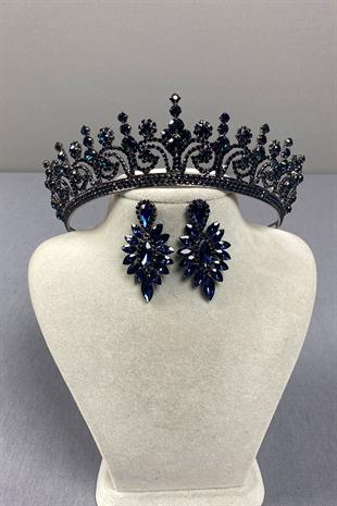 Hera Bridal Henna Crown and Shuttle Stone Earrings