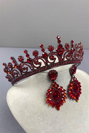 Hera Bridal Henna Crown and Shuttle Stone Earrings