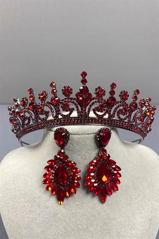 Hera Bridal Henna Crown and Shuttle Stone Earrings