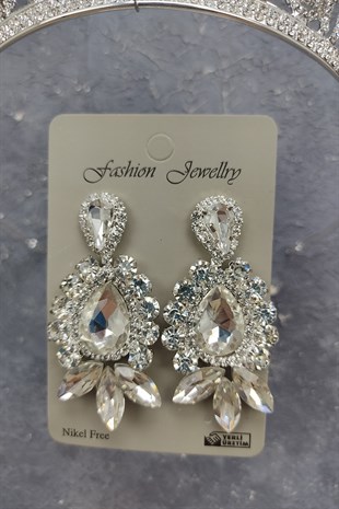 Hera Model Gelin Tacı Ve Mekik Damla Taşlı Küpe