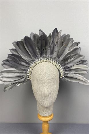 Hera Feather Stoned Bridal Henna Crown Accessory