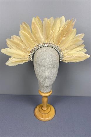 Hera Feather Stoned Bridal Henna Crown Accessory