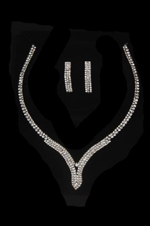 Hira Crystal Stone Evening Dress Necklace and Earring Set