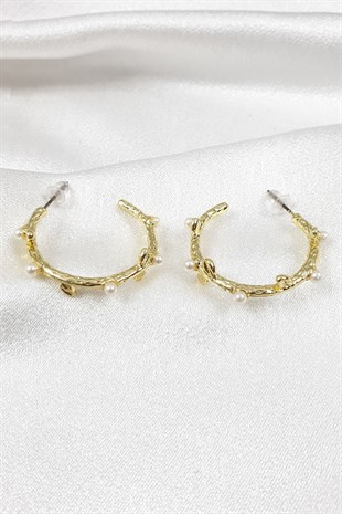 Hyaden Gold Renk İncili Küpe