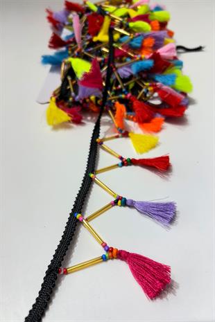 İnce Küçük Püsküllü Dekoratif Şerit Antik Aplik