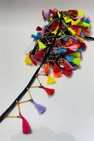 İnce Küçük Püsküllü Dekoratif Şerit Antik Aplik