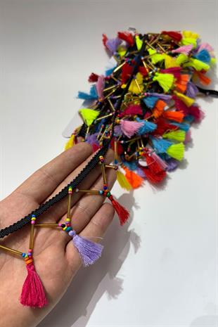 İnce Küçük Püsküllü Dekoratif Şerit Antik Aplik