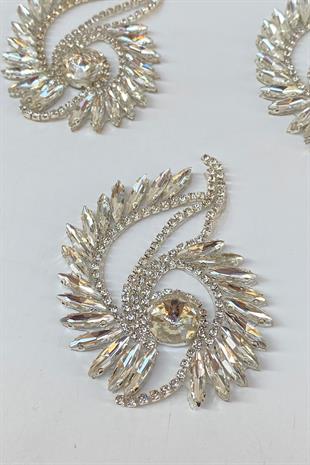 İnce Mekik Desenli Ütüyle Yapışan Parlak Taşlı Aplik