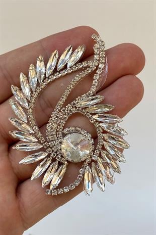 İnce Mekik Desenli Ütüyle Yapışan Parlak Taşlı Aplik