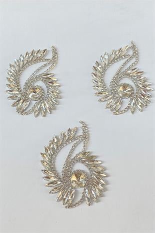 İnce Mekik Desenli Ütüyle Yapışan Parlak Taşlı Aplik