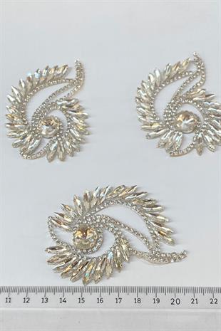 İnce Mekik Desenli Ütüyle Yapışan Parlak Taşlı Aplik