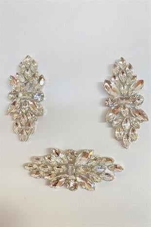 İnce Mekik Taşlı Ütüyle Yapışan Parlak Taşlı Aplik