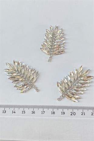 İnce Mekik Yaprak Desen Ütüyle Yapışan Parlak Taşlı Aplik