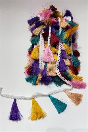 İnce Püsküllü Saçak Dekoratif Şerit