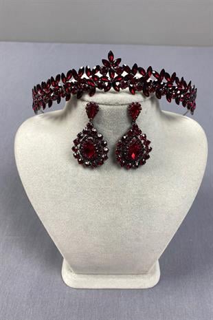 Thin Elegant Vera Bridal Henna Crown and Shuttle Earrings