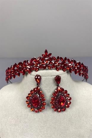 Thin Elegant Vera Bridal Henna Crown and Shuttle Earrings