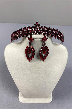 Thin Elegant Vera Bridal Henna Crown and Shuttle Earrings