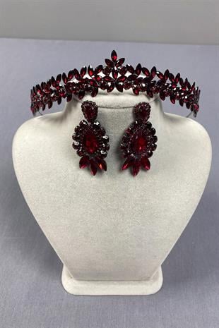 Thin Elegant Vera Bridal Henna Crown and Shuttle Earrings