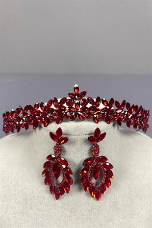 Thin Elegant Vera Bridal Henna Crown and Shuttle Earrings