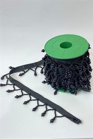 İnci Boncuk İşlemeli Saçak Şerit 1 mt