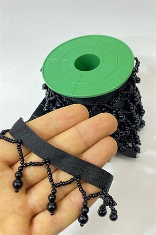 İnci Boncuk İşlemeli Saçak Şerit 1 mt