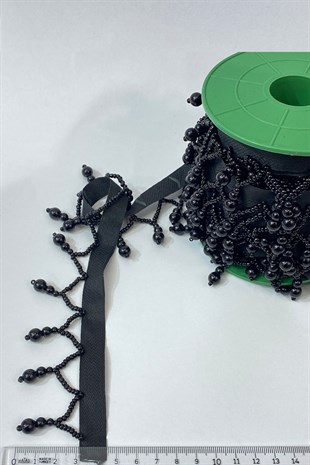 İnci Boncuk İşlemeli Saçak Şerit 1 mt