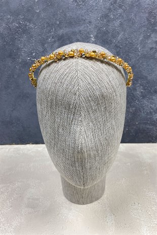 İnci Boncuk Ve Kristalli Saç Aksesuarı Gelin Tacı