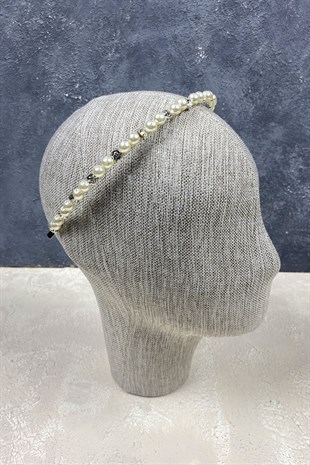 İnci Boncuk Ve Parlak Kristalli Saç Aksesuarı Gelin Tacı