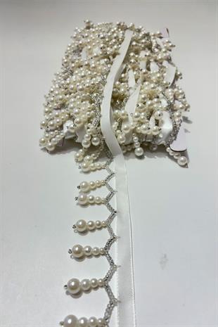 İnci Boncuklu Dekoratif Saçak Şerit Püskül 