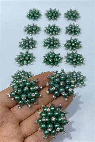 İnci Boncuklu Taşlı Broş