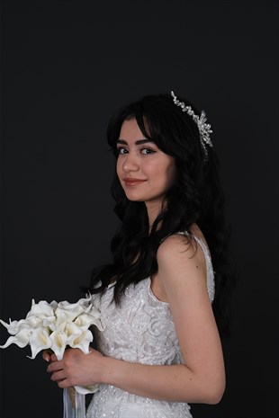 İnci Boncuklu Taşlı Yan Toka Gelin Aksesuarı