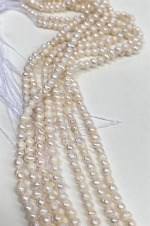 İnci Doğal Taş Şekilsiz Kesim Dizi 4-5 mm