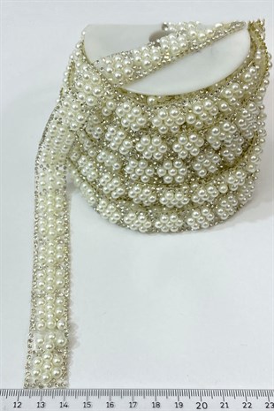 شريط حجر لؤلؤي مزين بالكي 1 متر