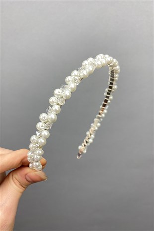 تاج الزفاف مطرز باللؤلؤ والكريستال إكسسوار الشعر