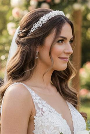 Elegant Bridal Tiara with Pearl and Crystal Beads, Delicate Design Wedding and Engagement Hair Accessory