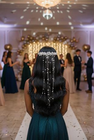 İnci ve Kristal Detaylı Uzun Sarkıtlı Gelin Saç Aksesuarı – Nikah Düğün Aksesuarı