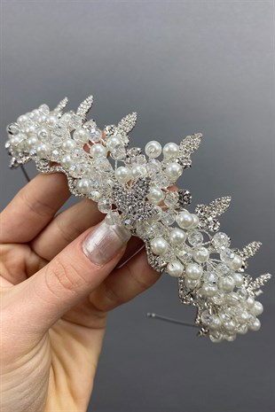 Pearl and Almond Stone Bridal Crown