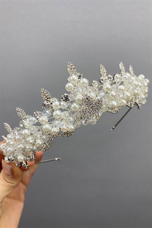 Pearl and Almond Stone Bridal Crown